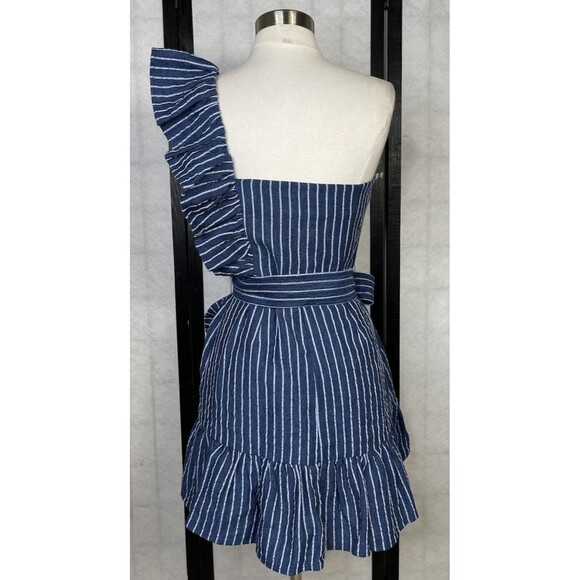 Alexis Blue Striped Konner Dress. Size: 6 Linen Blend - Picture 5 of 9
